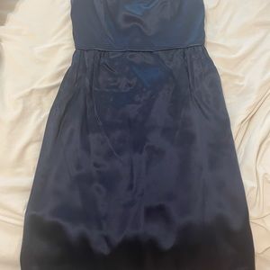 J crew silk strapless dress in navy